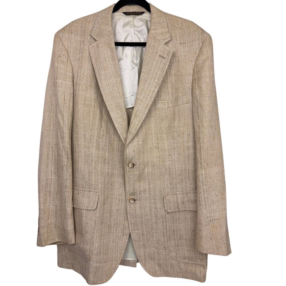 Lands End Charter Collection 80s VTG Old Money Preppy Linen Single Breasted 46L
